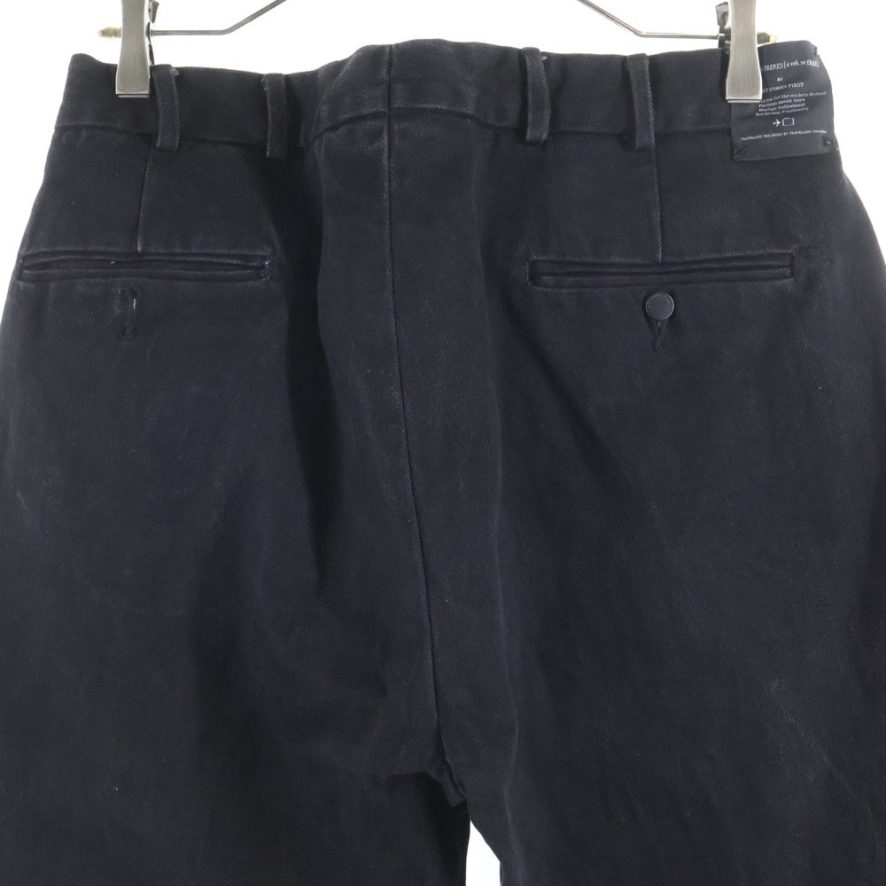 AVEC CES FRERES BY ART COMES FIRST(アベック セ フレーズ バイ アートカムズファースト) 切り返しサイドラインデニムパンツ ジーンズ ブラックデニム ボトム フルレングス ブラック