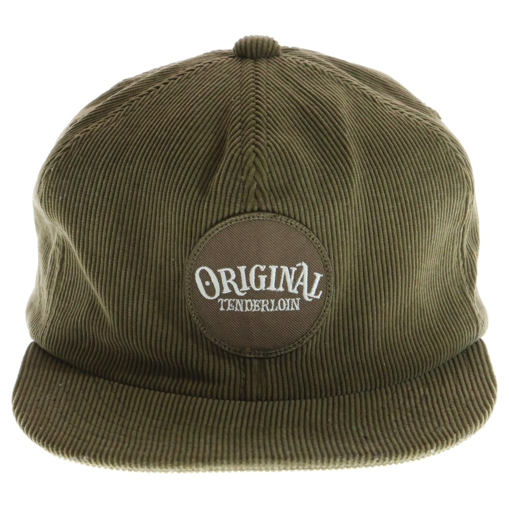 TENDERLOIN(テンダーロイン) コーデュロイ スナップバック ストレートキャップ ロゴパッチ カーキ