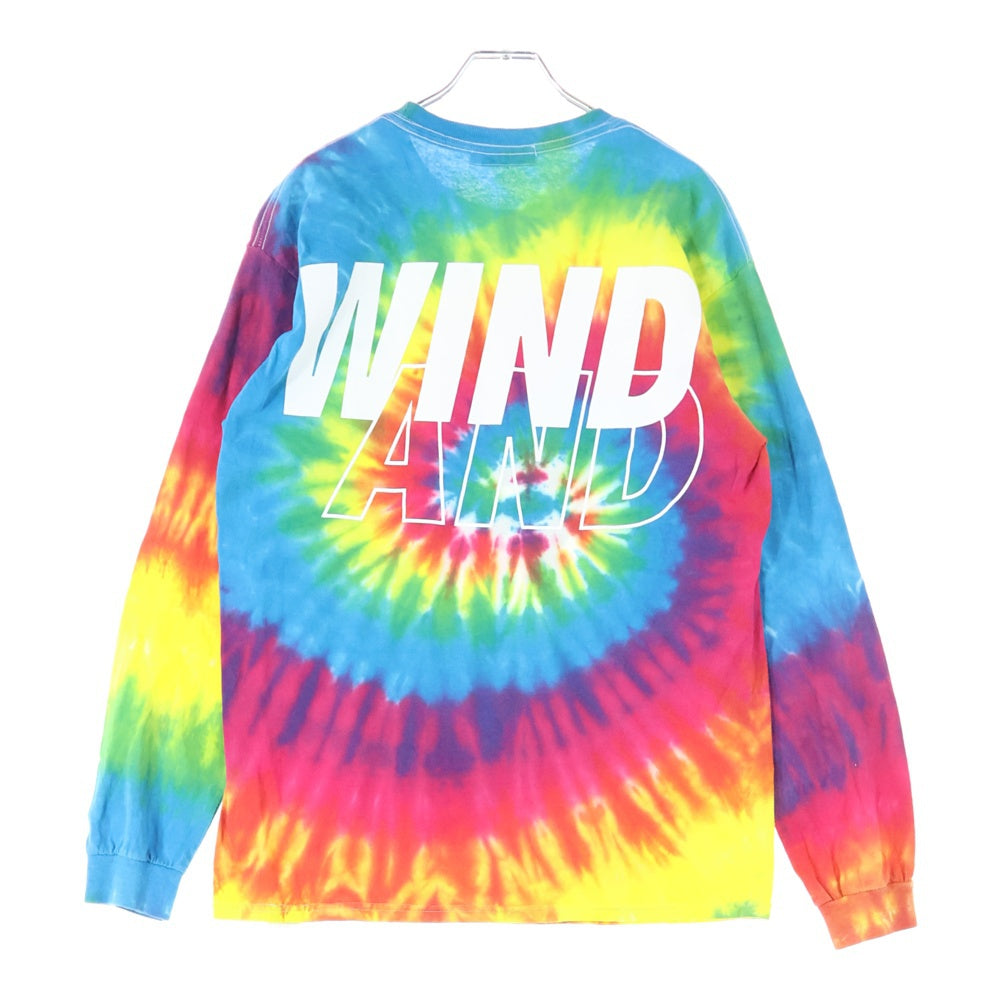 WIND AND SEA(ウィンダンシー) タイダイ サイケデリック ロゴプリント 長袖 クルーネック Tシャツ カットソー ロンT マルチカラー