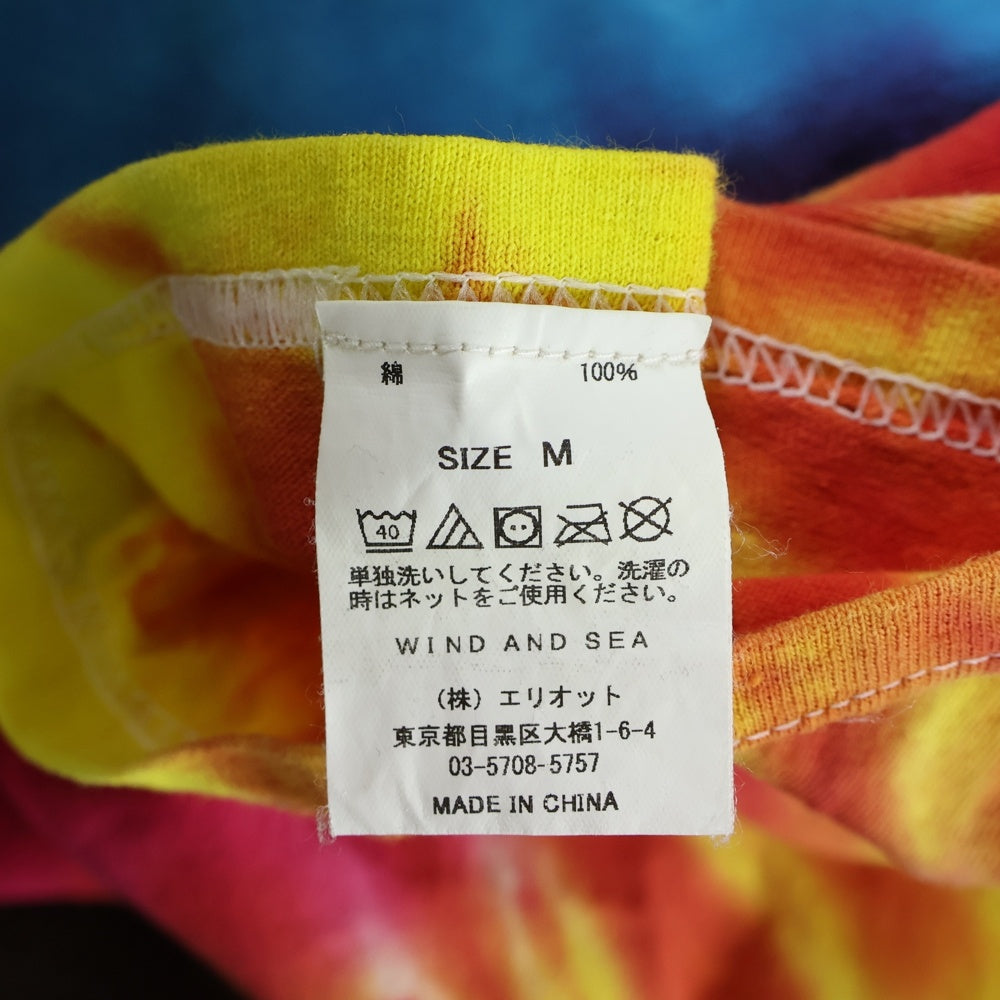 WIND AND SEA(ウィンダンシー) タイダイ サイケデリック ロゴプリント 長袖 クルーネック Tシャツ カットソー ロンT マルチカラー