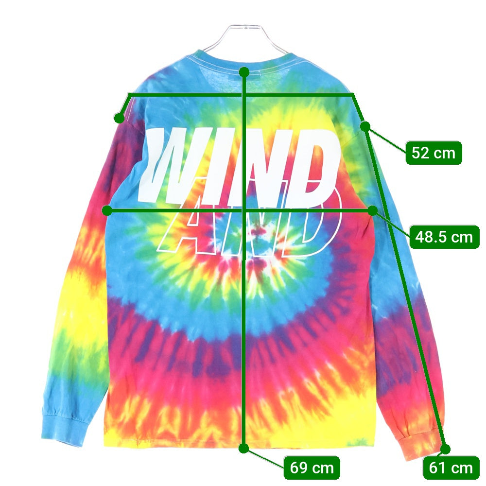WIND AND SEA(ウィンダンシー) タイダイ サイケデリック ロゴプリント 長袖 クルーネック Tシャツ カットソー ロンT マルチカラー