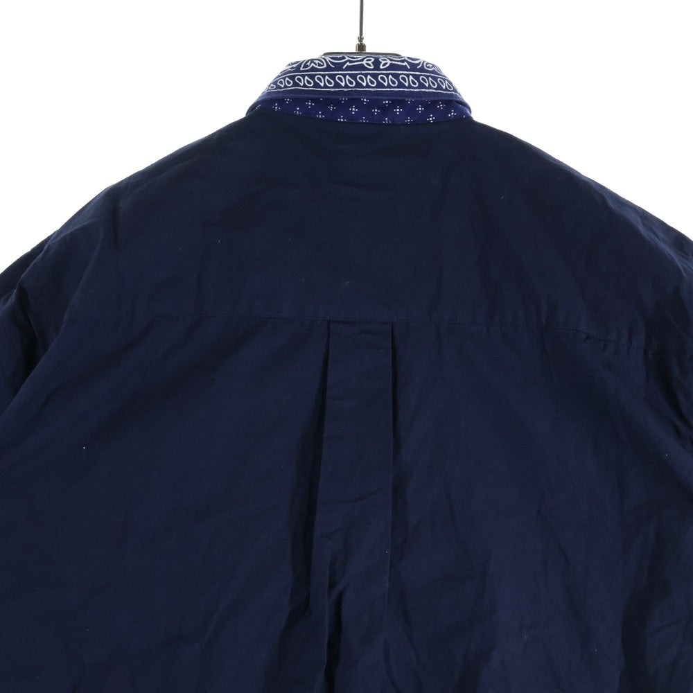 TALKING ABOUT THE ABSTRACTION(トーキング アバウト ザ アブストラクション) ペイズリー柄 半袖 コットン シャツ バンダナ 切り返し ブルー