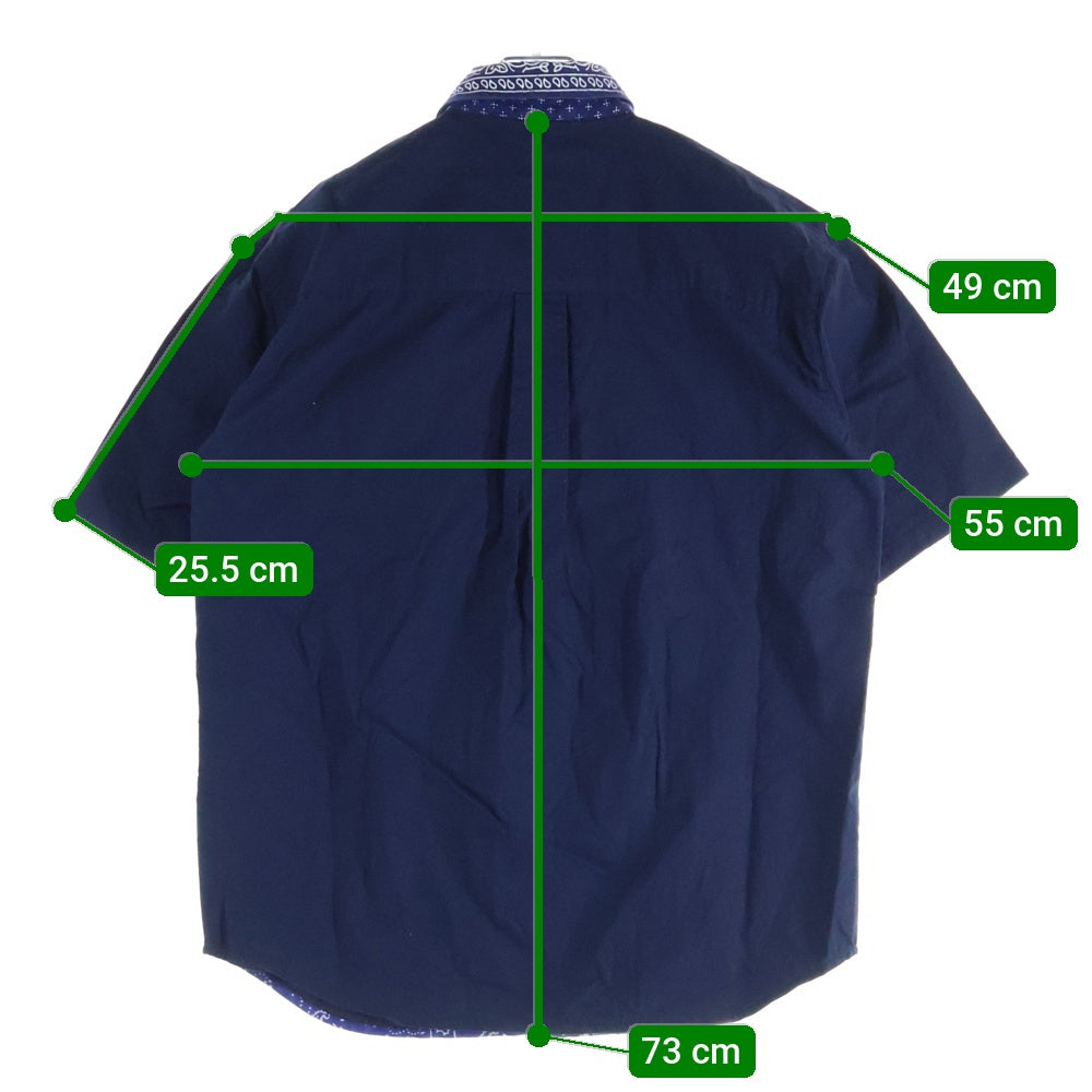 TALKING ABOUT THE ABSTRACTION(トーキング アバウト ザ アブストラクション) ペイズリー柄 半袖 コットン シャツ バンダナ 切り返し ブルー