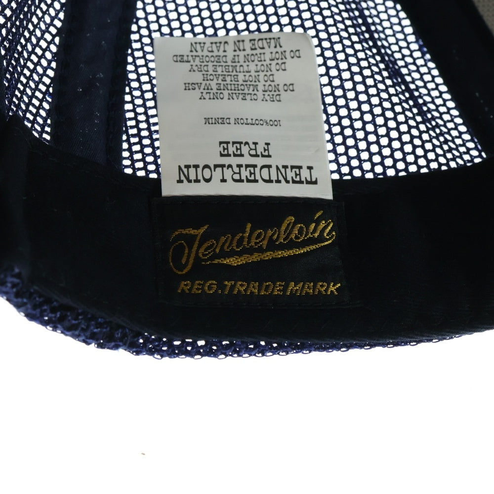 TENDERLOIN(テンダーロイン) デニム トラッカー メッシュ ストレートキャップ スナップバック ロゴパッチ インディゴ