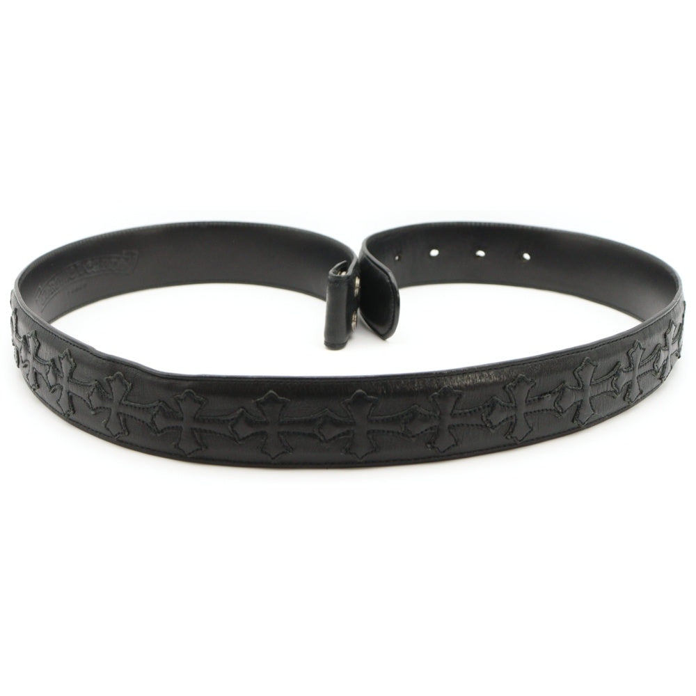 CHROME HEARTS(クロムハーツ) 1.5 STRAP CEMETERY 1.5inchセメタリークロスパッチ レザーベルト ブラック
