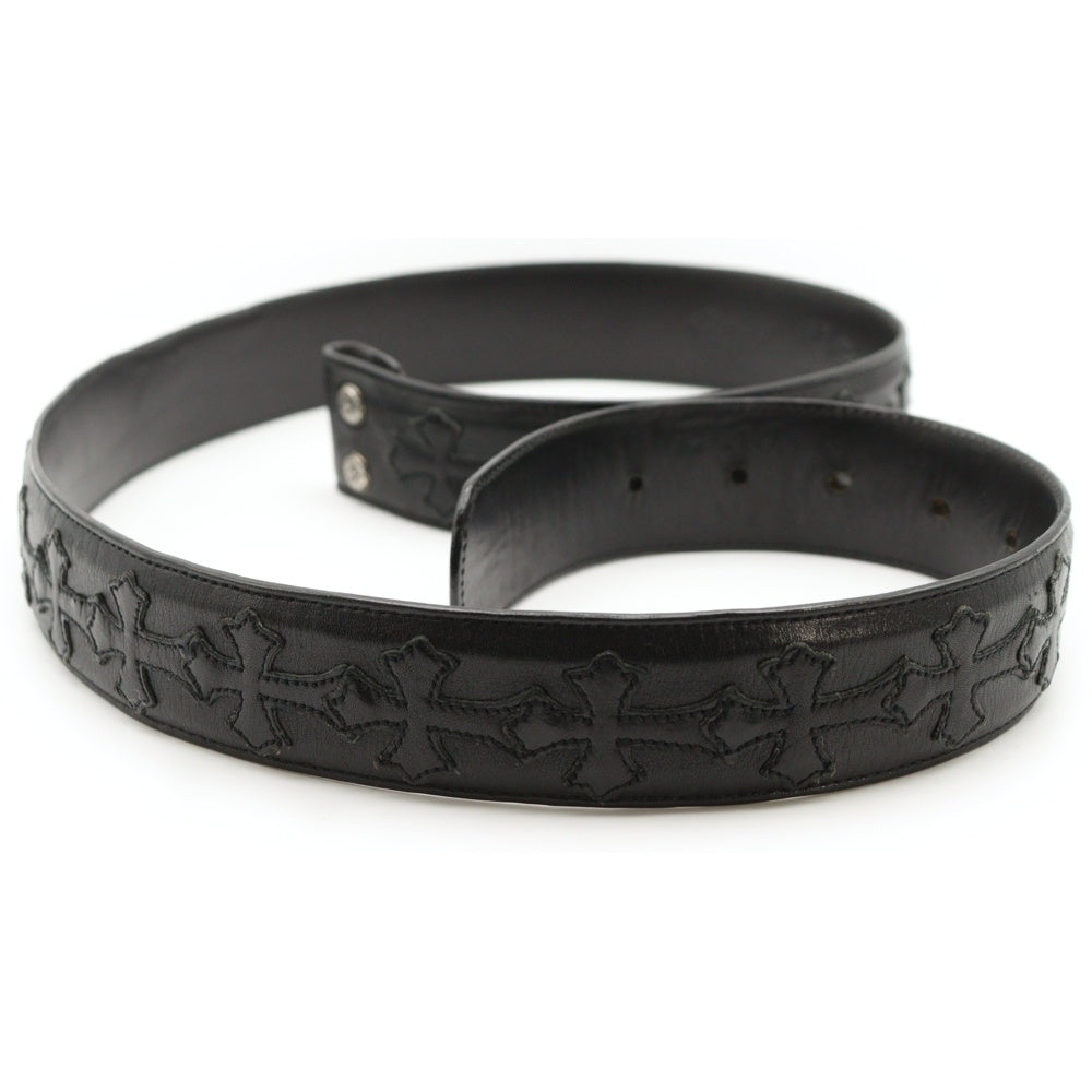 CHROME HEARTS(クロムハーツ) 1.5 STRAP CEMETERY 1.5inchセメタリークロスパッチ レザーベルト ブラック