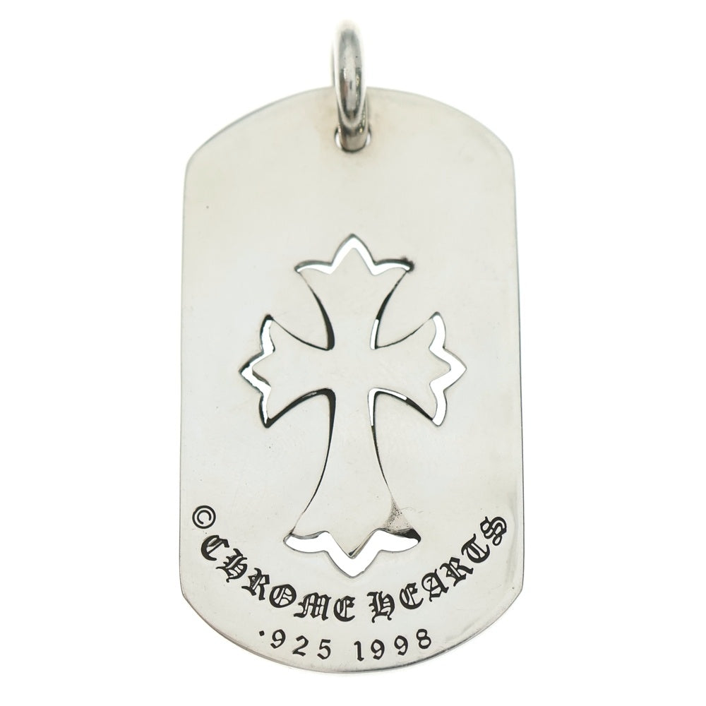 CHROME HEARTS(クロムハーツ) D TAG LRG TNY CRS カットアウトタイニーCHクロス ラージドッグタグ ネックレストップ シルバー