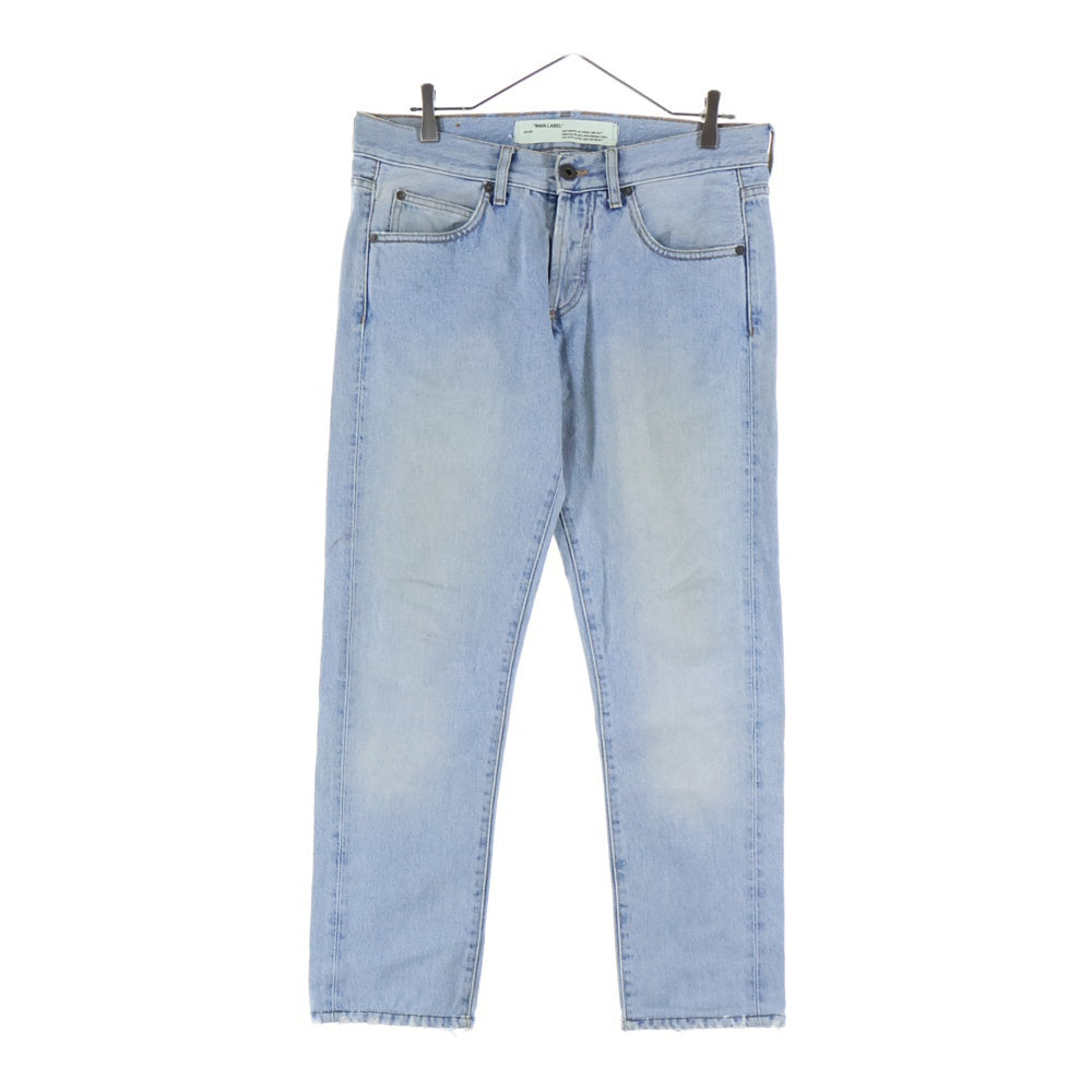 OFF-WHITE(オフホワイト) スプレーペイント ストレートボタンフライデニムパンツ インディゴ