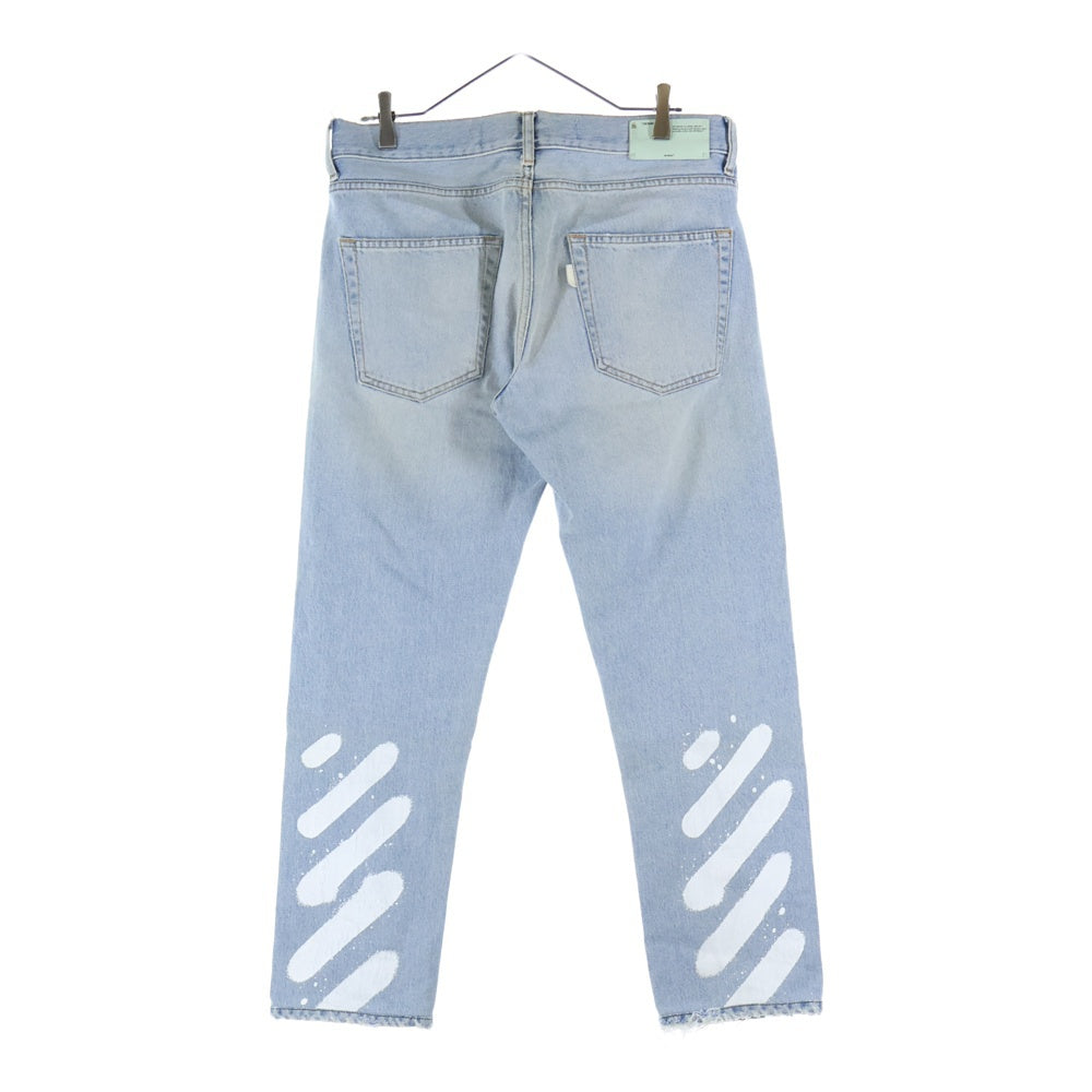 OFF-WHITE(オフホワイト) スプレーペイント ストレートボタンフライデニムパンツ インディゴ