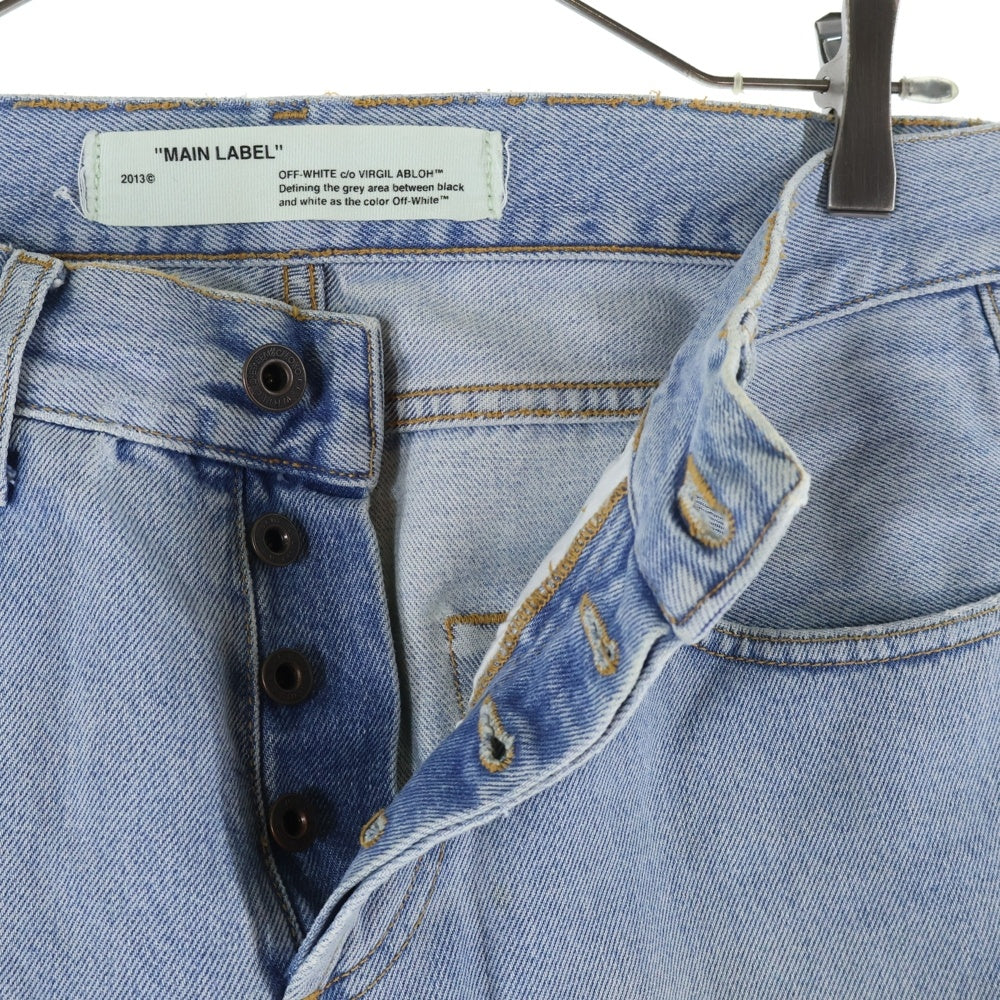 OFF-WHITE(オフホワイト) スプレーペイント ストレートボタンフライデニムパンツ インディゴ