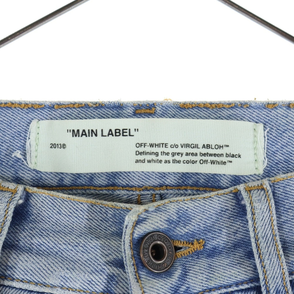 OFF-WHITE(オフホワイト) スプレーペイント ストレートボタンフライデニムパンツ インディゴ