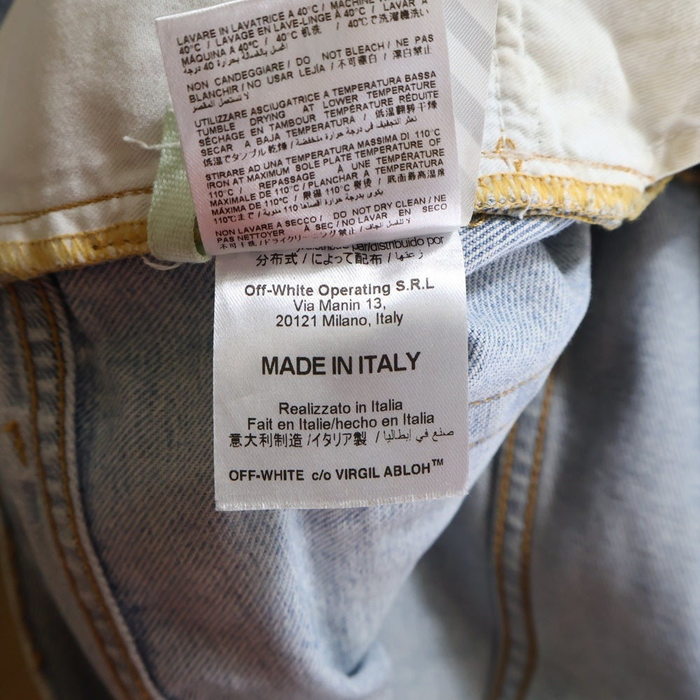 OFF-WHITE(オフホワイト) スプレーペイント ストレートボタンフライデニムパンツ インディゴ