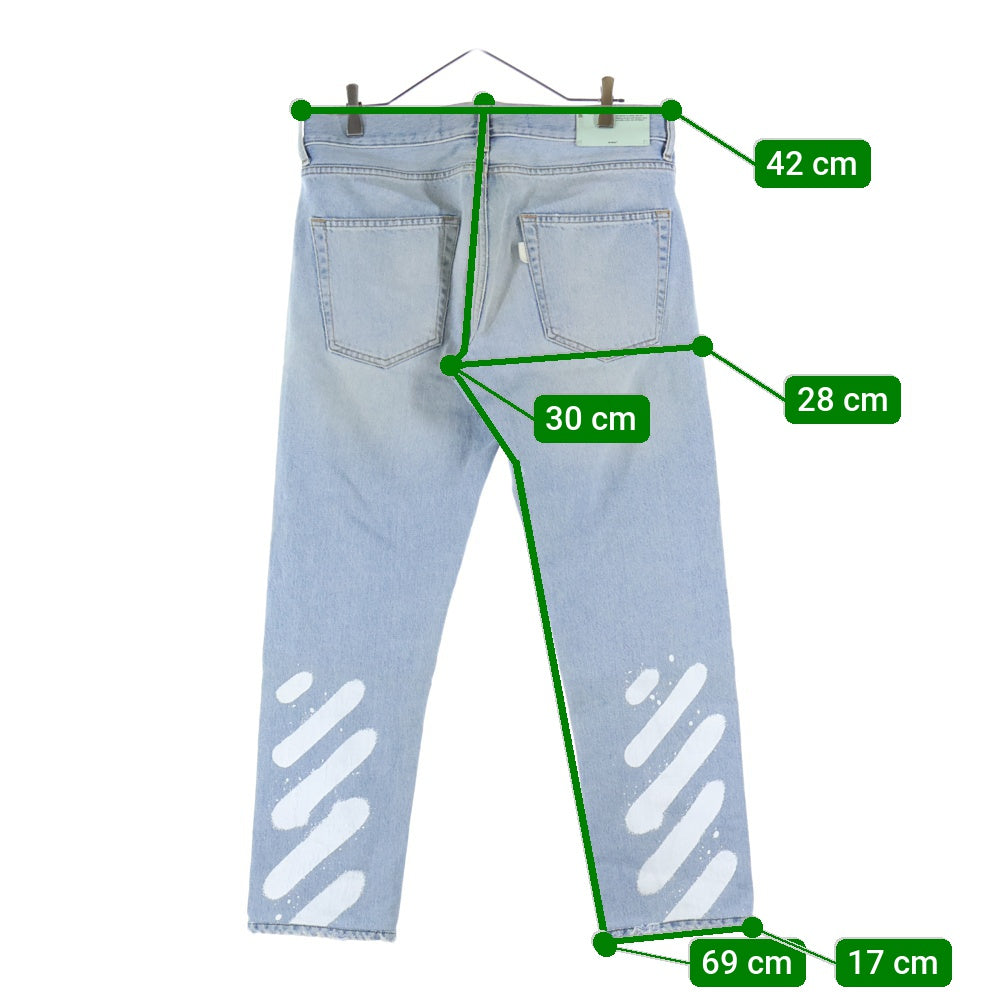 OFF-WHITE(オフホワイト) スプレーペイント ストレートボタンフライデニムパンツ インディゴ