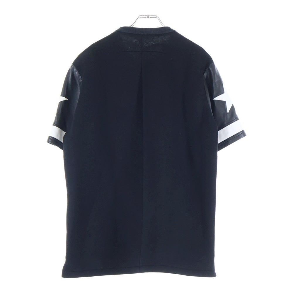 GIVENCHY(ジバンシィ) 17SS スタープリントレザー切り替えTシャツ サイドジップ ブラック 17S 0401 434