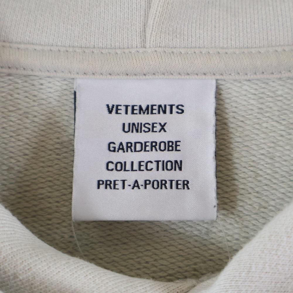 VETEMENTS(ヴェトモン) 23AW クリスタルロゴ パーカー プルオーバー ラインストーン オーバーサイズ グレー