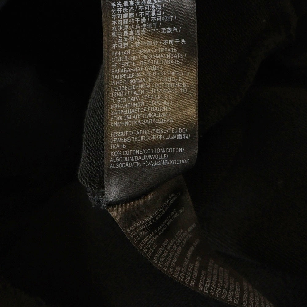 BALENCIAGA(バレンシアガ) Back Cropped Hoodie プルオーバーパーカー ラインストーンロゴ オーバーサイズ ブラック 767877 TQVY1 1083