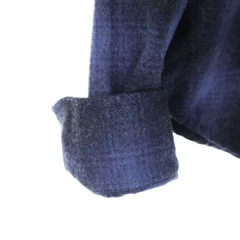 AMIRI(アミリ) フランネルシャツ オンブレチェック ウール バックロゴ 長袖シャツ ネイビー