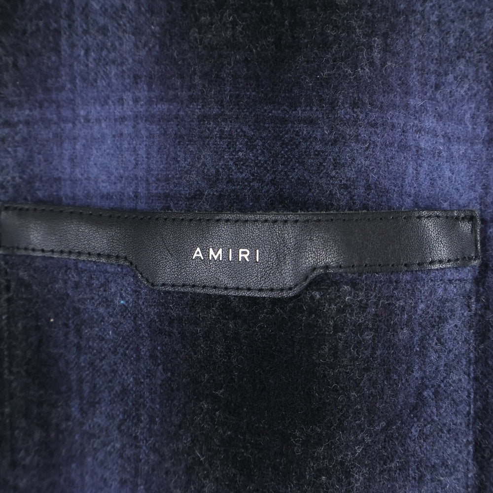 AMIRI(アミリ) フランネルシャツ オンブレチェック ウール バックロゴ 長袖シャツ ネイビー
