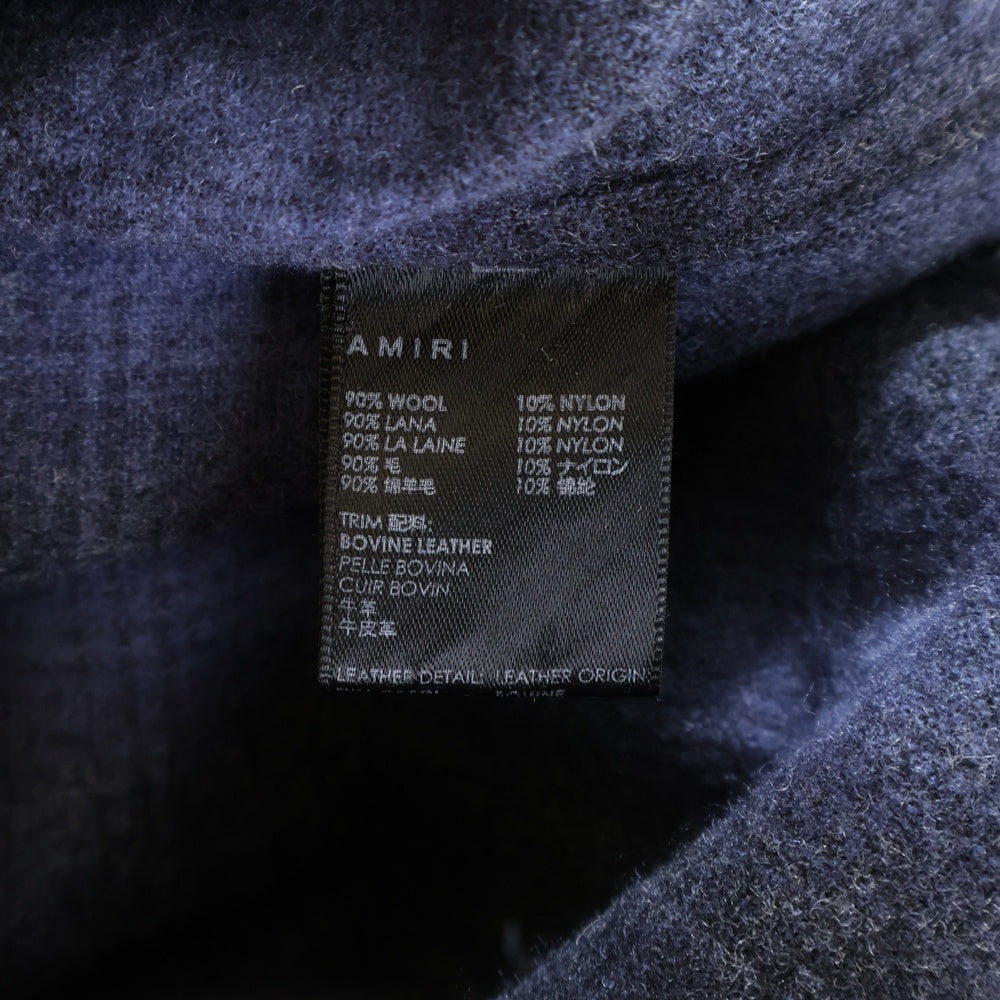 AMIRI(アミリ) フランネルシャツ オンブレチェック ウール バックロゴ 長袖シャツ ネイビー