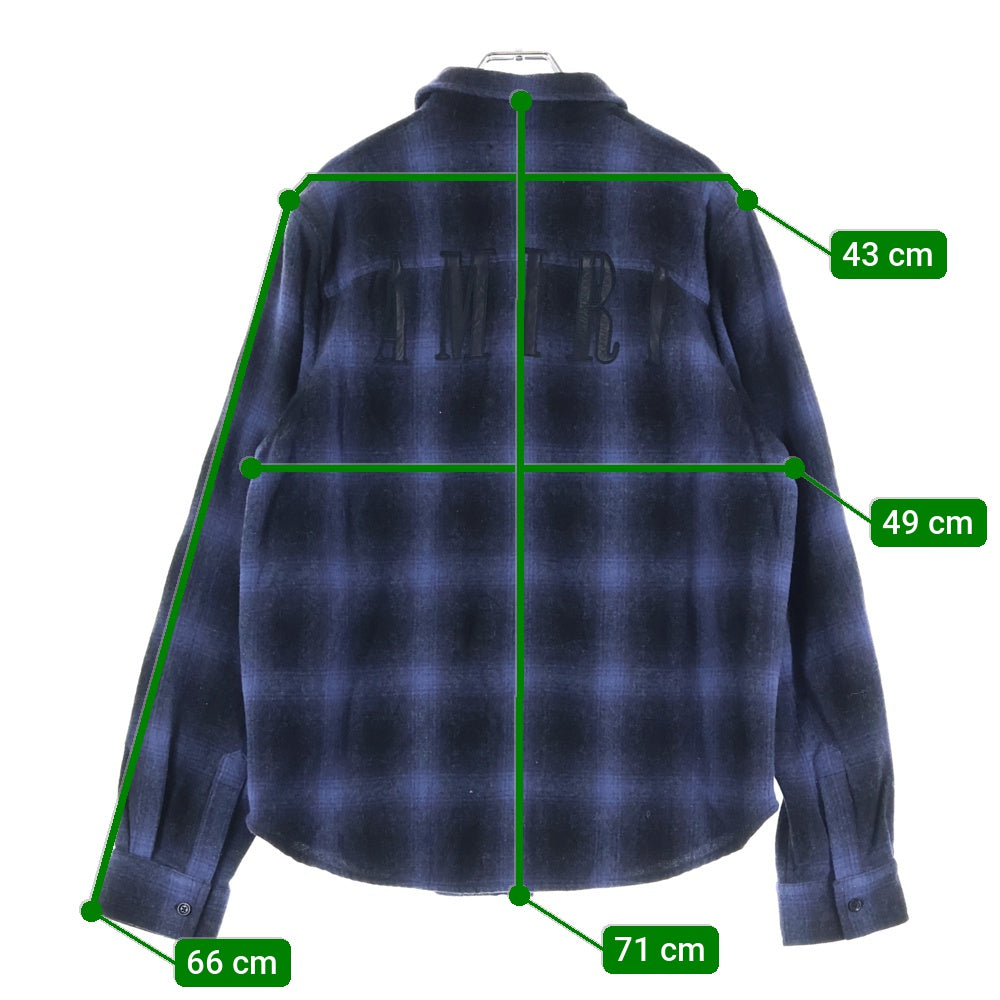 AMIRI(アミリ) フランネルシャツ オンブレチェック ウール バックロゴ 長袖シャツ ネイビー