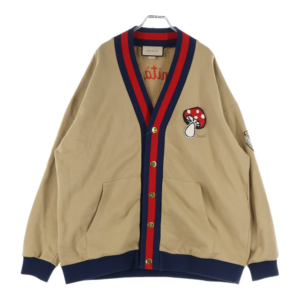 GUCCI(グッチ) コットン ジャージ カーディガン マッシュルーム バック刺繍 ベージュ