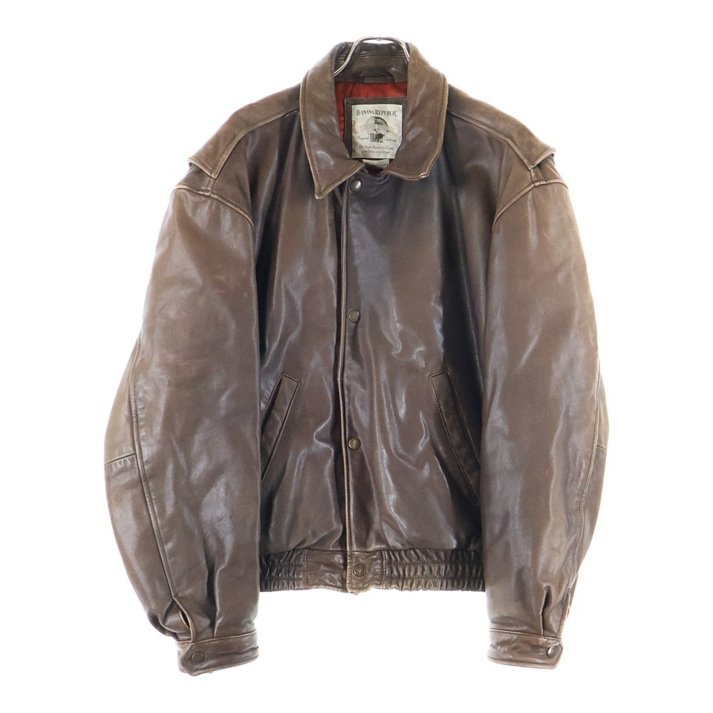 BANANA REPUBLIC(バナナリパブリック) 80s スナップボタン ジップアップレザージャケット ブルゾン ブラウン
