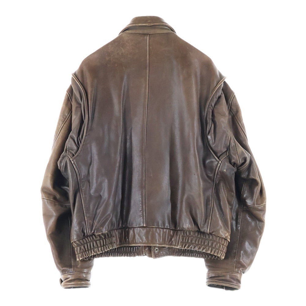 BANANA REPUBLIC(バナナリパブリック) 80s スナップボタン ジップアップレザージャケット ブルゾン ブラウン