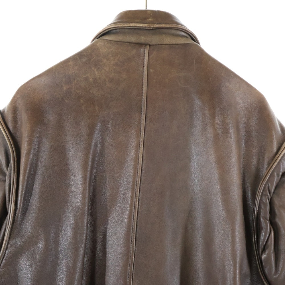 BANANA REPUBLIC(バナナリパブリック) 80s スナップボタン ジップアップレザージャケット ブルゾン ブラウン