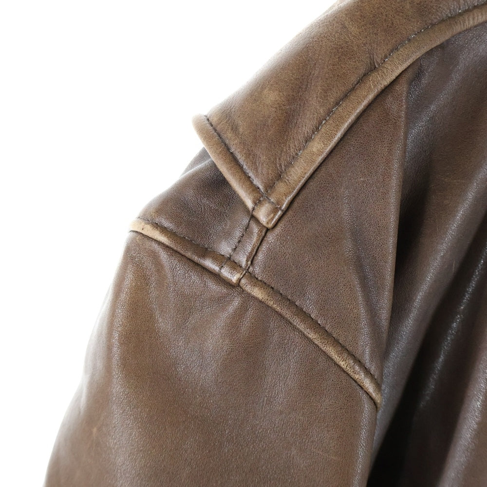 BANANA REPUBLIC(バナナリパブリック) 80s スナップボタン ジップアップレザージャケット ブルゾン ブラウン