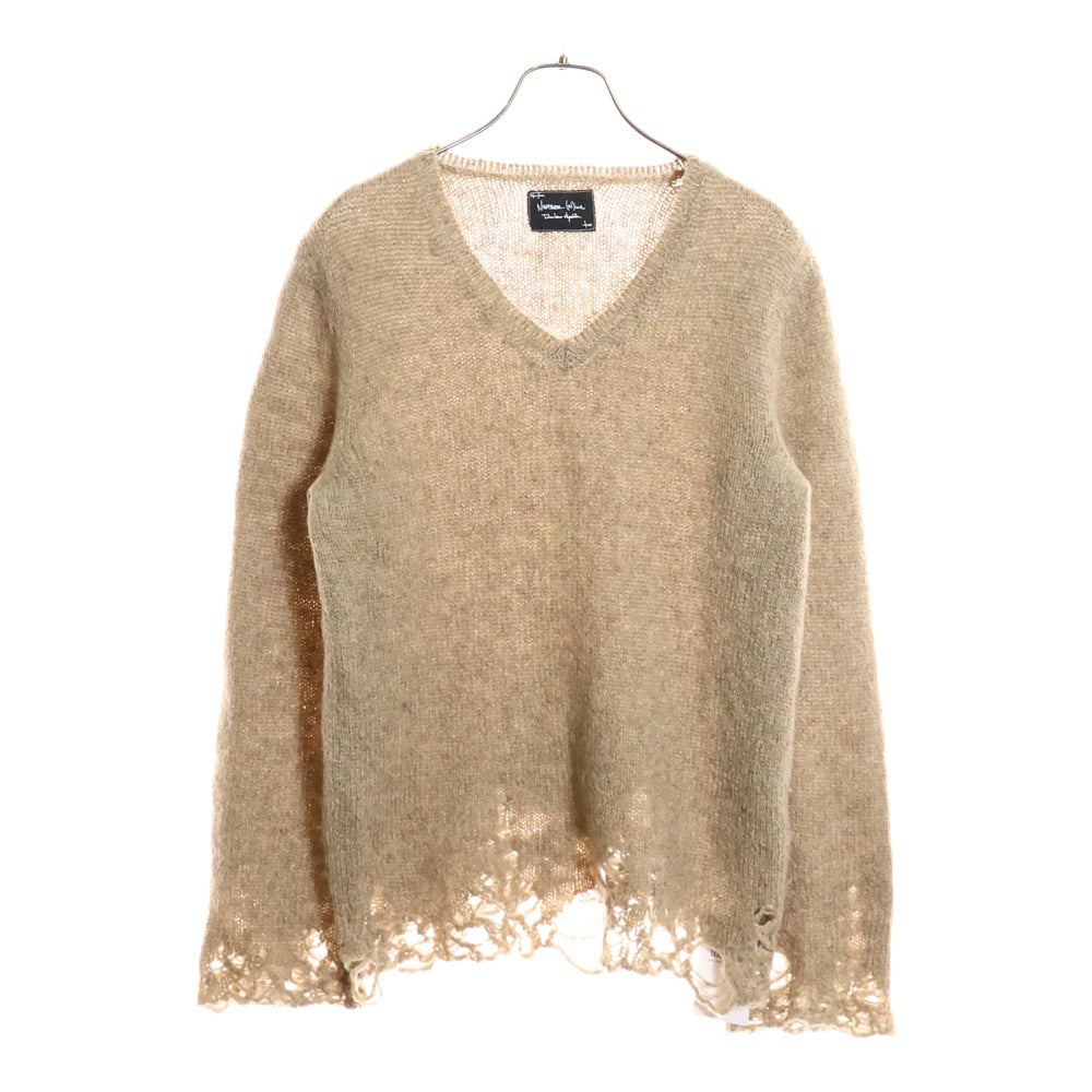 NUMBER (N)INE(ナンバーナイン) 09AW ダメージグランジニット モヘアセーター ベージュ F09-NK011