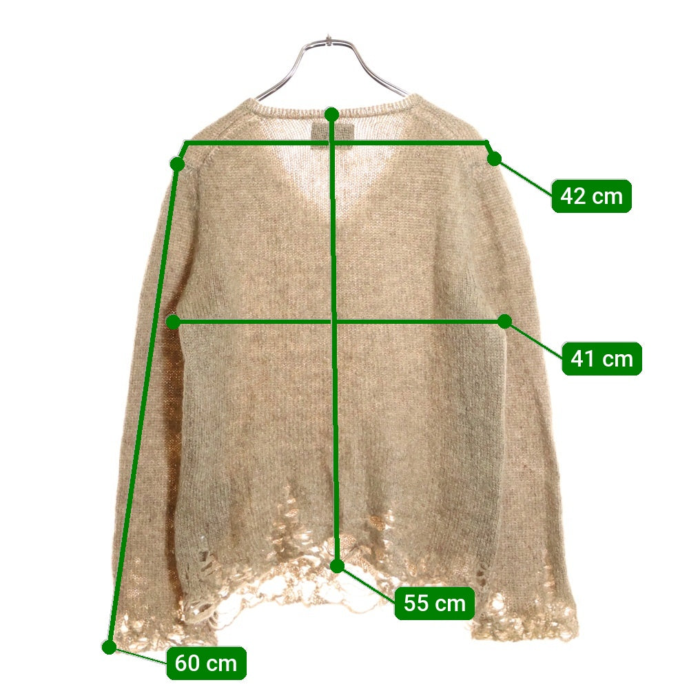 NUMBER (N)INE(ナンバーナイン) 09AW ダメージグランジニット モヘアセーター ベージュ F09-NK011