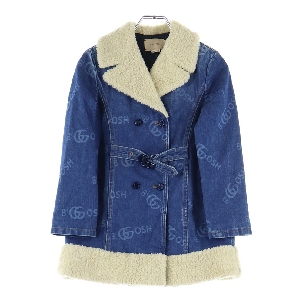 GUCCI(グッチ) ×OSHKOSH B'GOSH ロゴ総柄 ボア切替 デニムジャケット キッズ インディゴ 740930 XDCI3 レディース