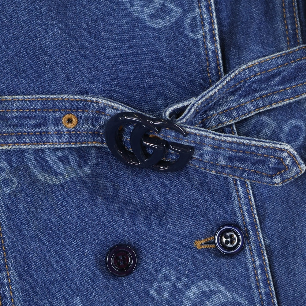 GUCCI(グッチ) ×OSHKOSH B'GOSH ロゴ総柄 ボア切替 デニムジャケット キッズ インディゴ 740930 XDCI3 レディース