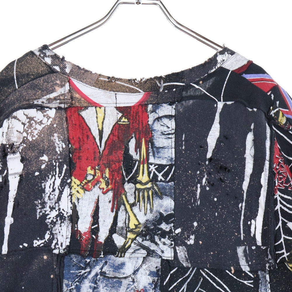 ZAC∴VARGAS(ザックバルガス) パッチワーク ダメージ加工 ショートスリーブカットソー 半袖Tシャツ マルチカラー