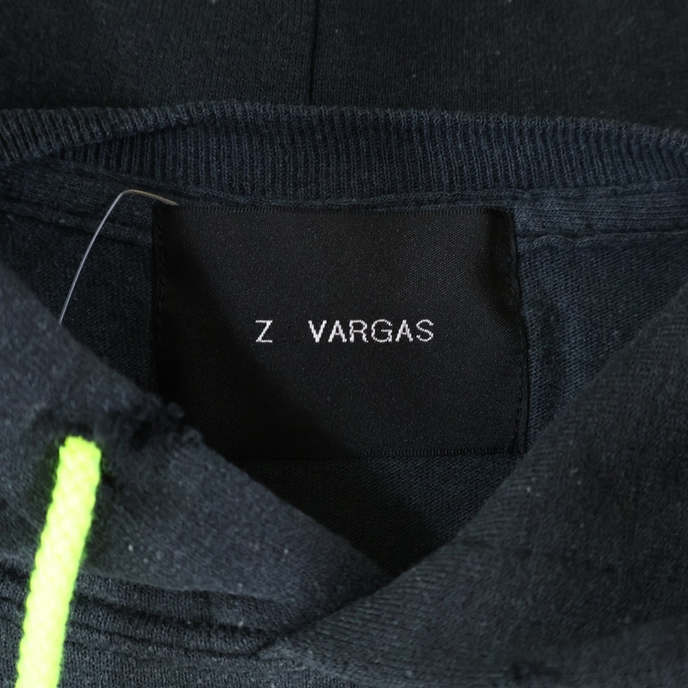 ZAC∴VARGAS(ザックバルガス) ダメージ加工 レイヤードデザイン オーバーサイズプルオーバーパーカー ブラック