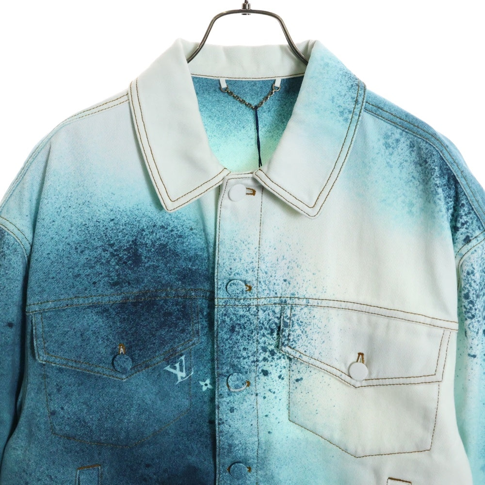 LOUIS VUITTON(ルイヴィトン) 23SS スプレーモノグラムデニムトラッカージャケット RM231M U14 HOA10W ホワイト/ブルー