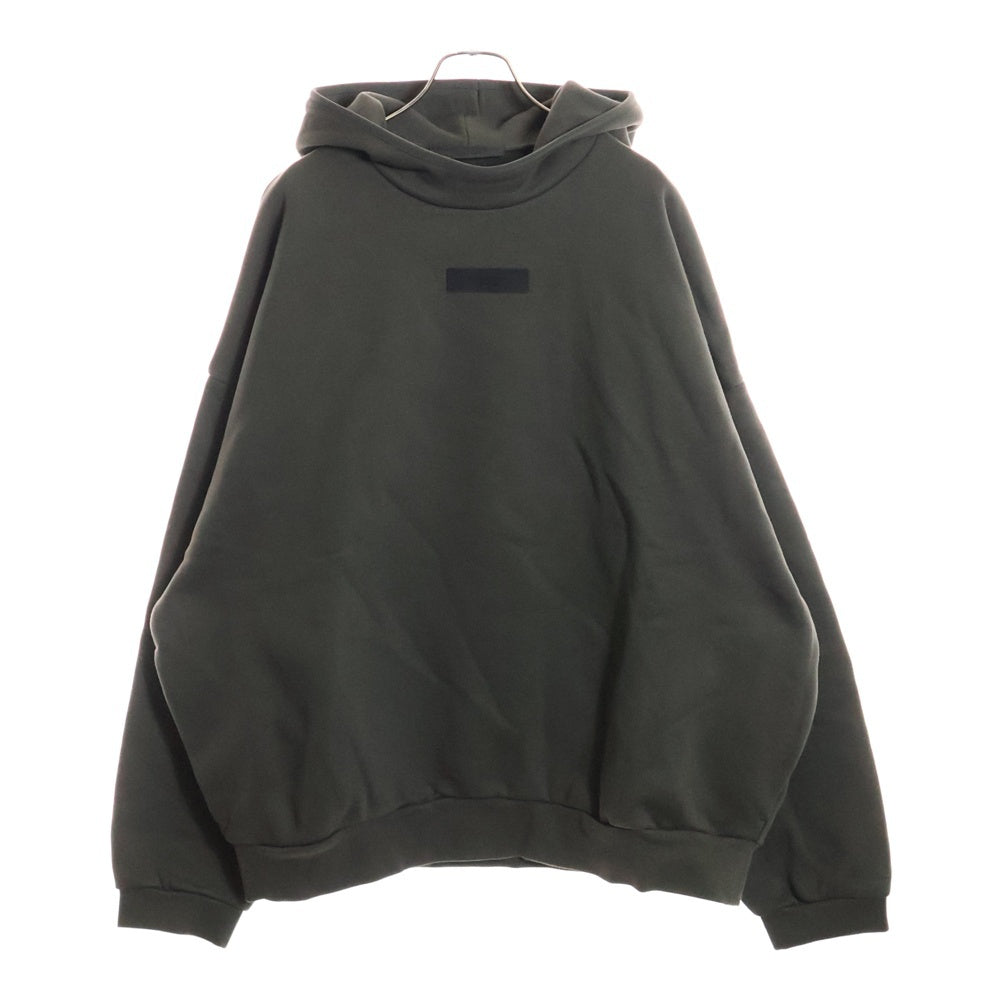 ESSENTIALS FEAR OF GOD(エッセンシャル フィアオブゴッド) プルオーバー パーカー ラバーブラックロゴ オリーブ