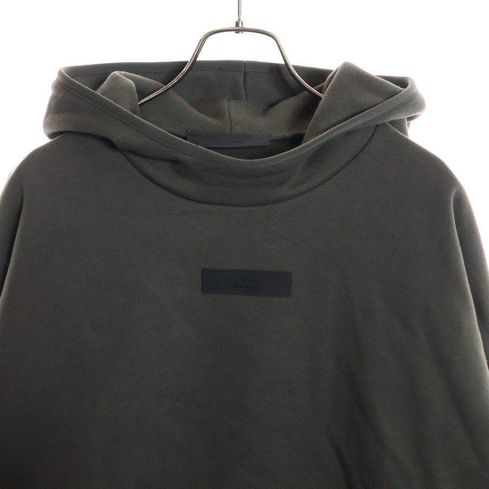 ESSENTIALS FEAR OF GOD(エッセンシャル フィアオブゴッド) プルオーバー パーカー ラバーブラックロゴ オリーブ