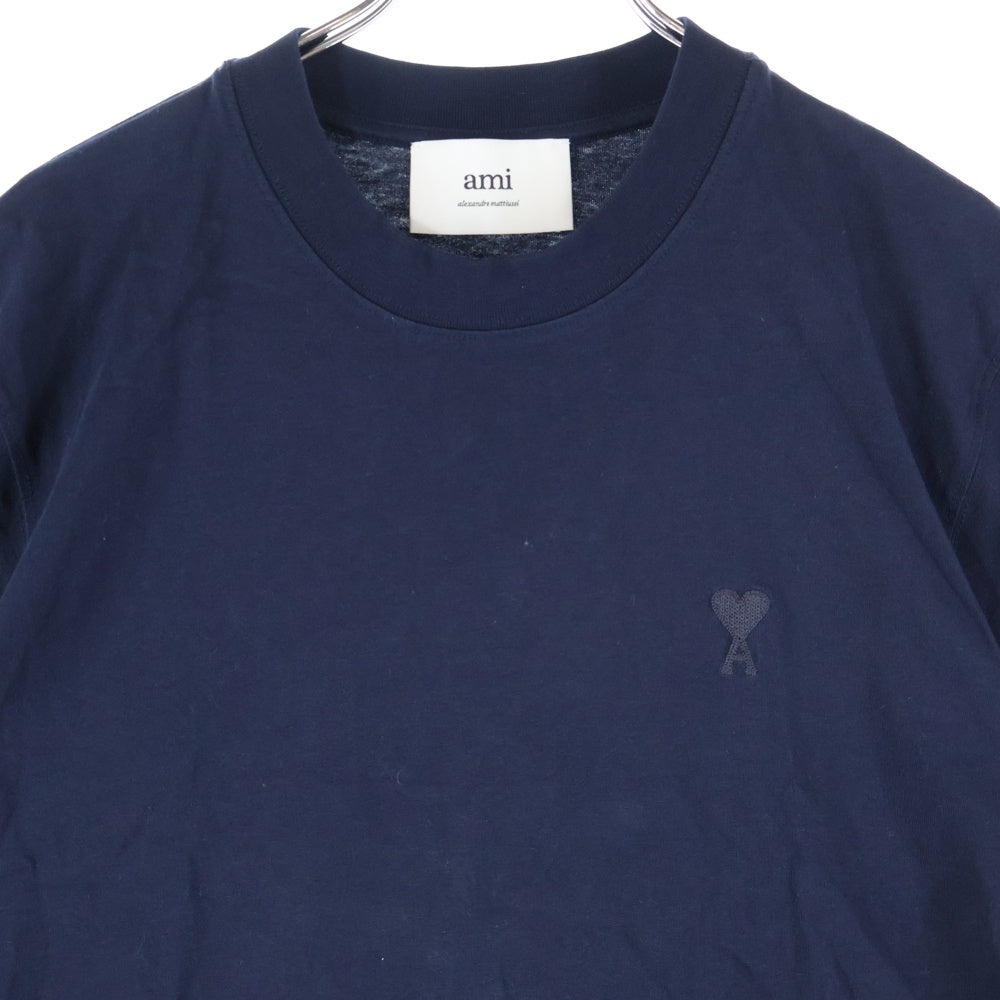 AMI Alexandre Mattiussi(アミアレクサンドルマテュッシ) 胸刺繡ロゴ クルーネック半袖Tシャツ ショートスリーブカットソー ネイビー BFUTS003.724