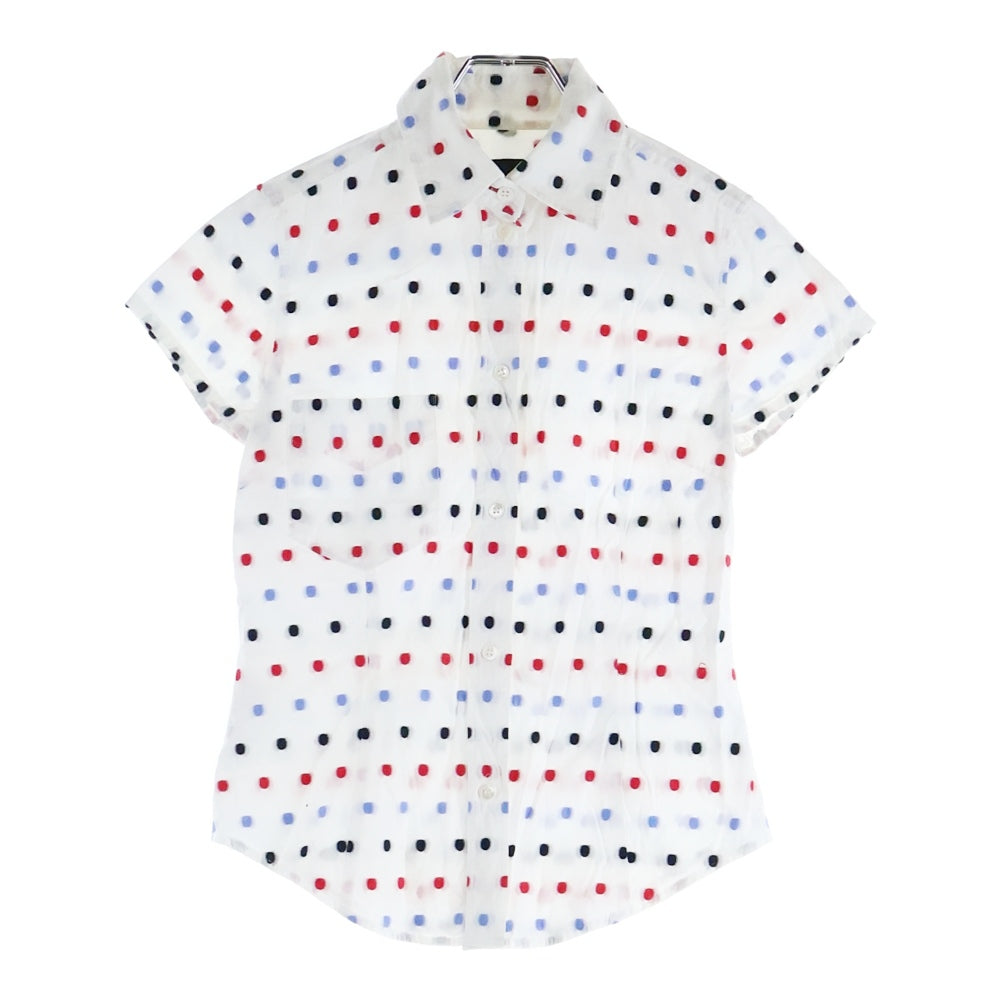 Paul Smith(ポールスミス) 刺繍 総柄 フロントポケット 半袖シャツ ホワイト レディース 220-5.CBL