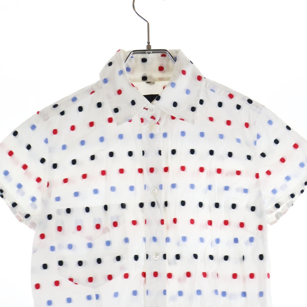 Paul Smith(ポールスミス) 刺繍 総柄 フロントポケット 半袖シャツ ホワイト レディース 220-5.CBL