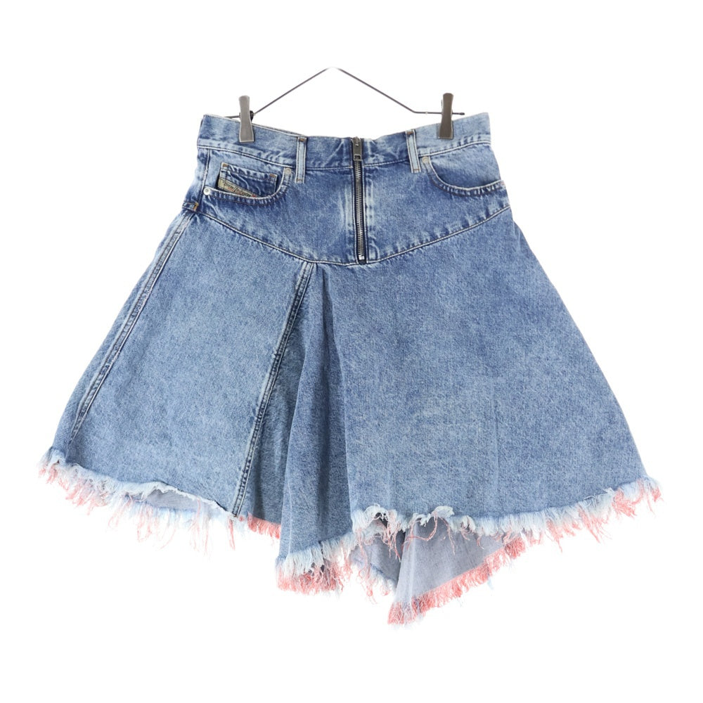 DIESEL(ディーゼル) フロントジップ 断ち切り デニム スカート インディゴ レディース