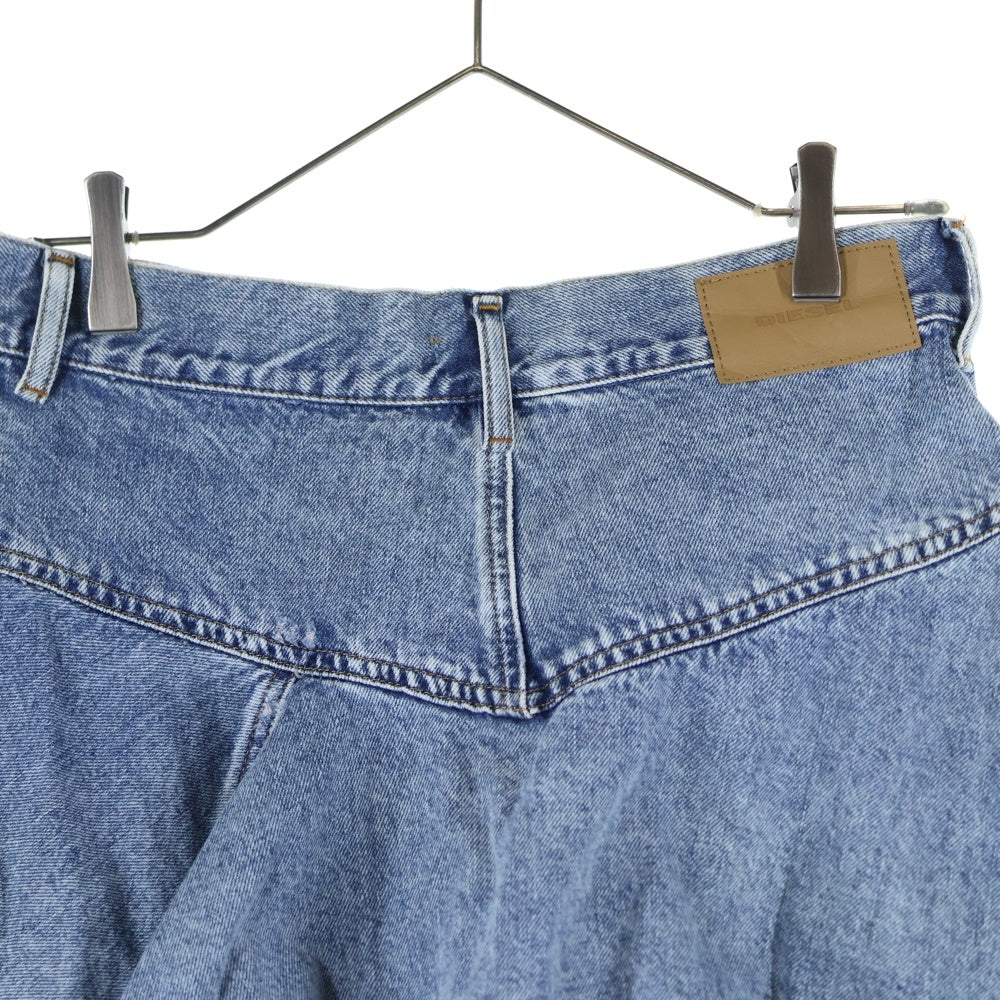 DIESEL(ディーゼル) フロントジップ 断ち切り デニム スカート インディゴ レディース