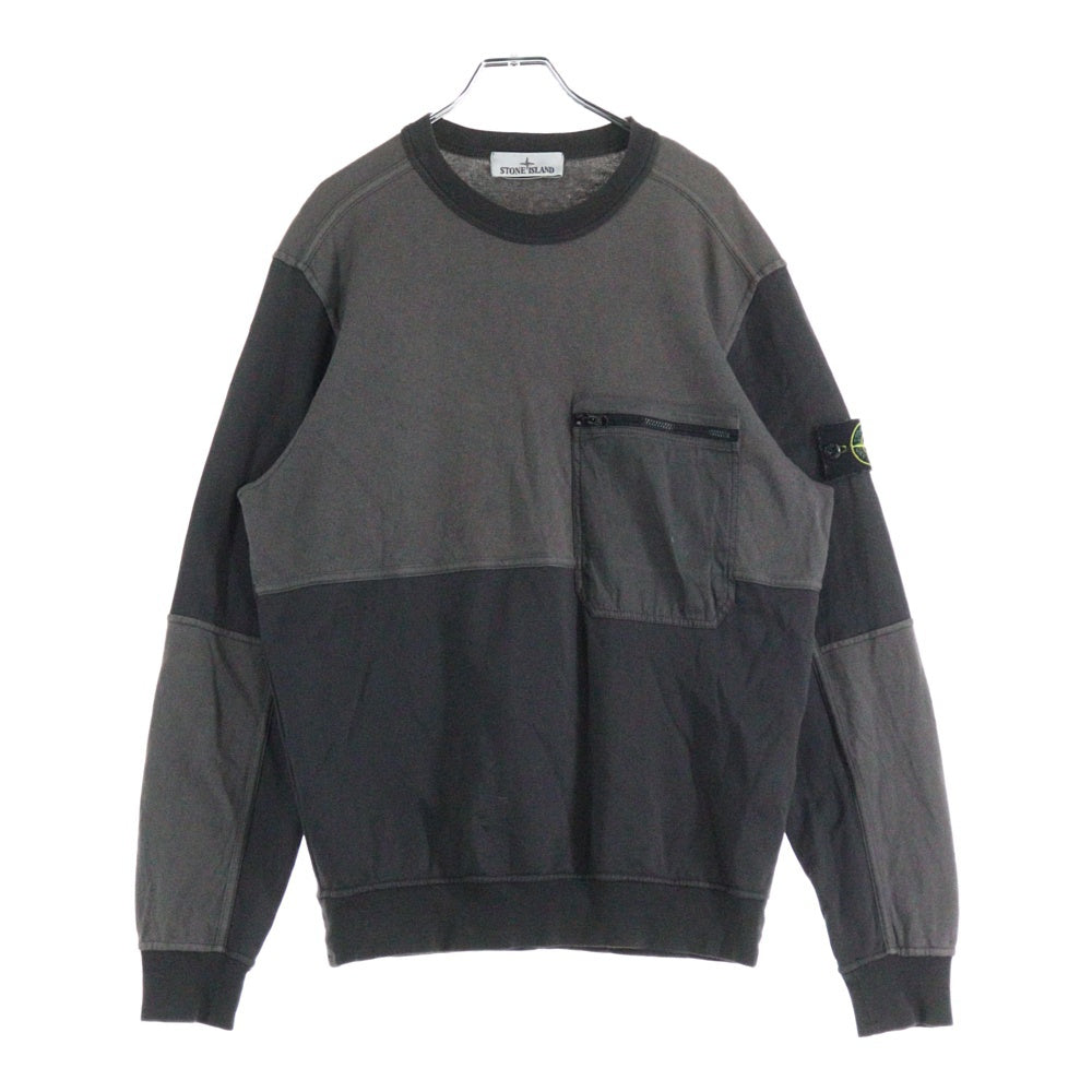 STONE ISLAND(ストーンアイランド) 袖ロゴワッペン付き クルーネック 長袖スウェット トレーナー グレー 801565677