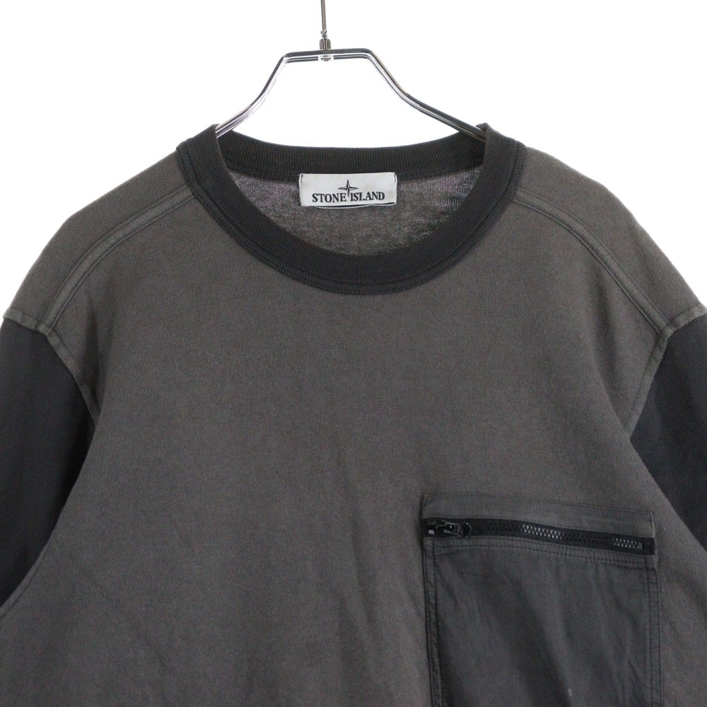 STONE ISLAND(ストーンアイランド) 袖ロゴワッペン付き クルーネック 長袖スウェット トレーナー グレー 801565677