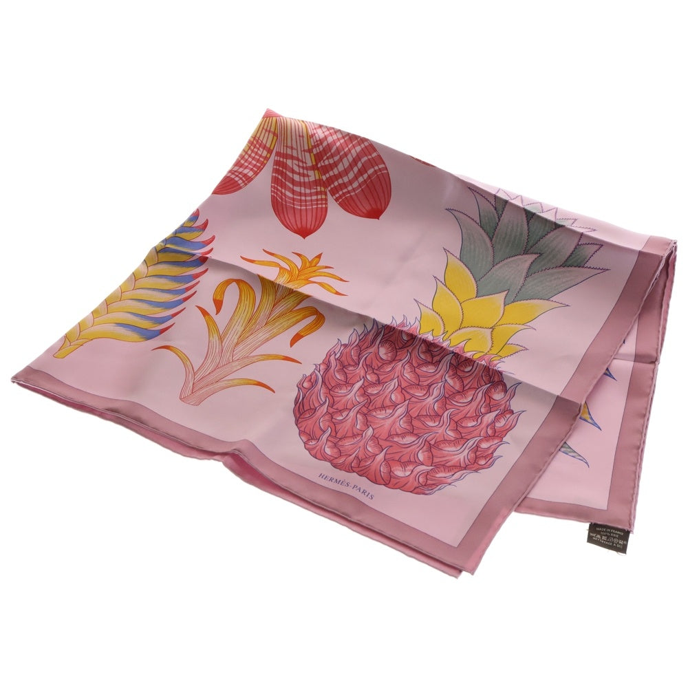 HERMES(エルメス) カレ90 Index Bromeliacase ブロメリアの目録 シルクスカーフ ピンク レディース