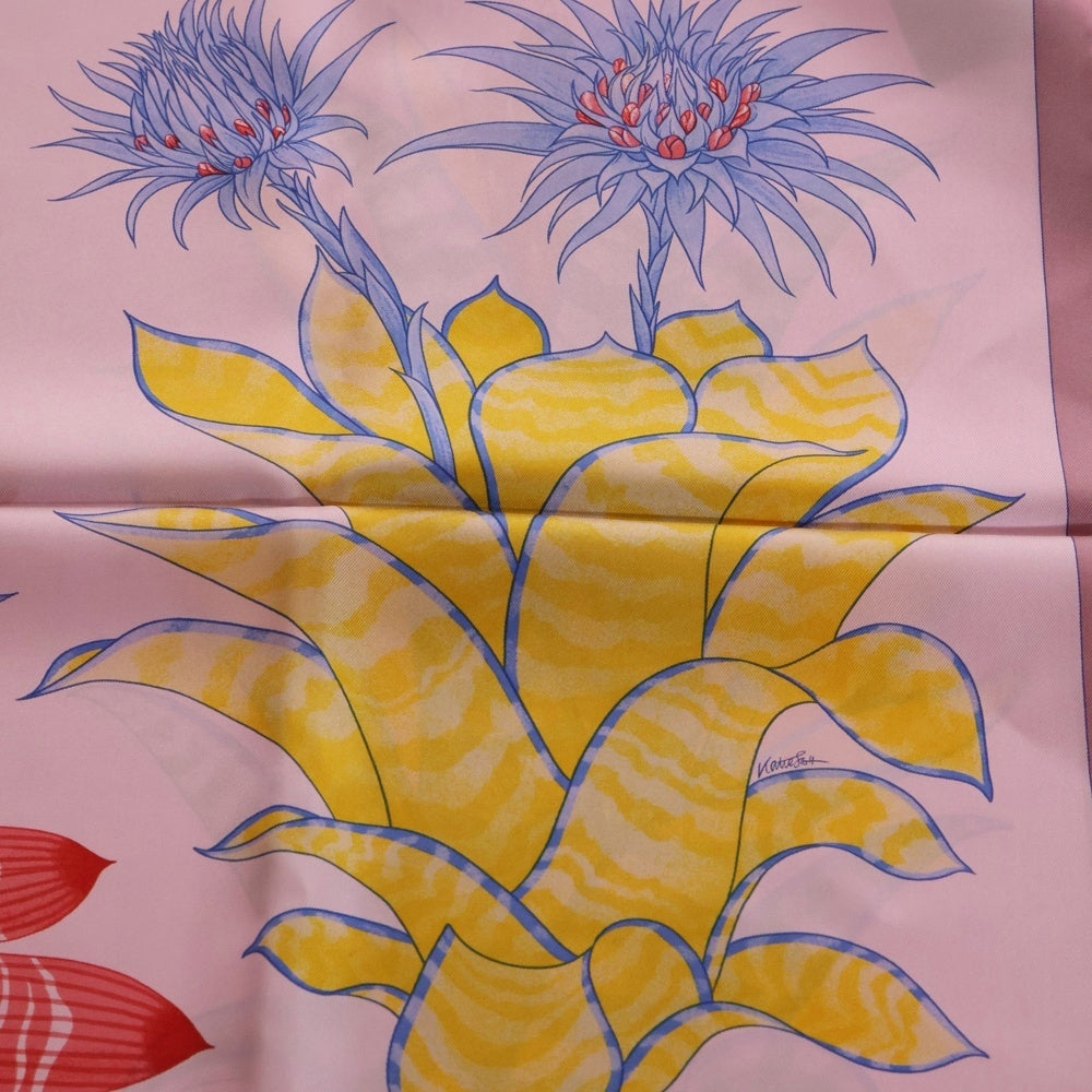 HERMES(エルメス) カレ90 Index Bromeliacase ブロメリアの目録 シルクスカーフ ピンク レディース
