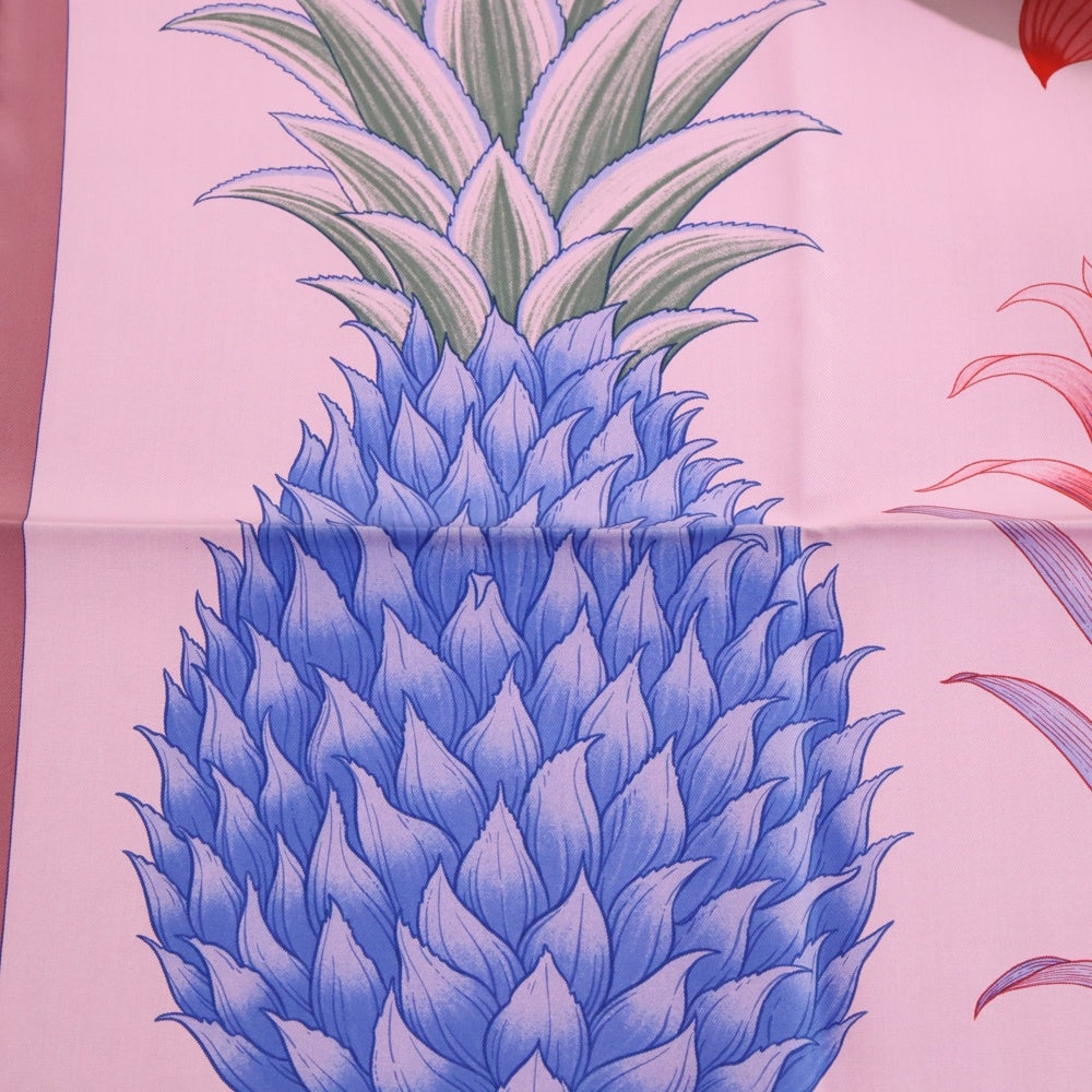 HERMES(エルメス) カレ90 Index Bromeliacase ブロメリアの目録 シルクスカーフ ピンク レディース