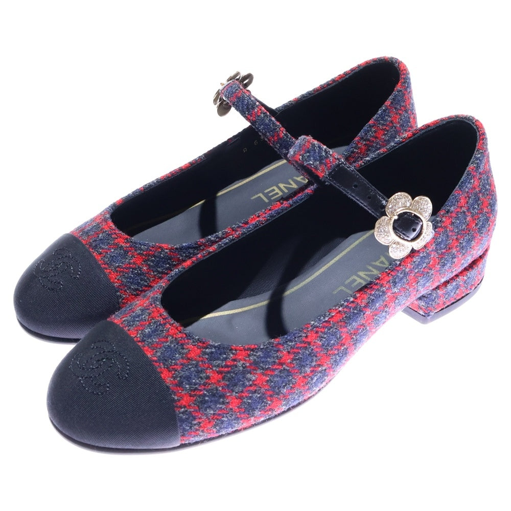 CHANEL(シャネル) ココマーク ツイード レディース ストラップパンプス ブラック/レッド/ブルー G39582