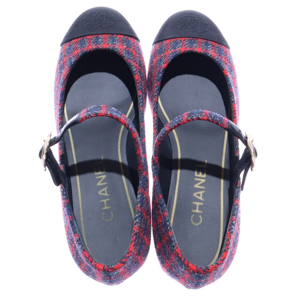 CHANEL(シャネル) ココマーク ツイード レディース ストラップパンプス ブラック/レッド/ブルー G39582